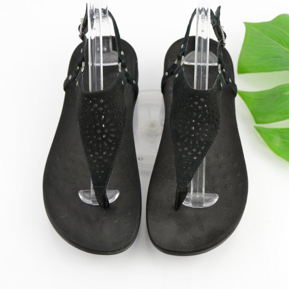 Vionic Womens Rest Kirra Sandals Size 10.5  Black Thong Slingback Arch Support